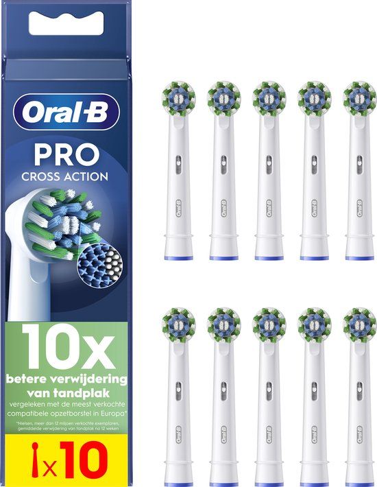Oral-B Cross Action Pro Opzetborstels - 10 Stuks - Met CleanMaximiser Technologie