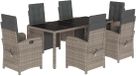 vidaXL 7-delige Tuinset met kussens poly rattan grijs