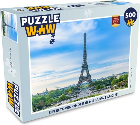 MuchoWow Puzzel Eiffeltoren onder een blauwe lucht - Legpuzzel - Puzzel 500 stukjes