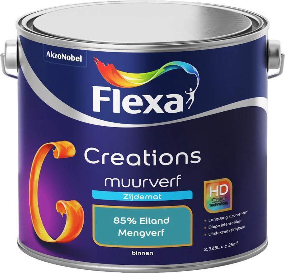 FLEXA Creations - Muurverf Zijde Mat - Mengkleuren Collectie - 85% Eiland - 2,5 liter