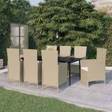vidaXL 9-delige tuinset met kussens, beige