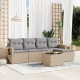 Maison Exclusive - Ensemble de jardin, 6 pièces, avec coussins, beige, en polyrotin