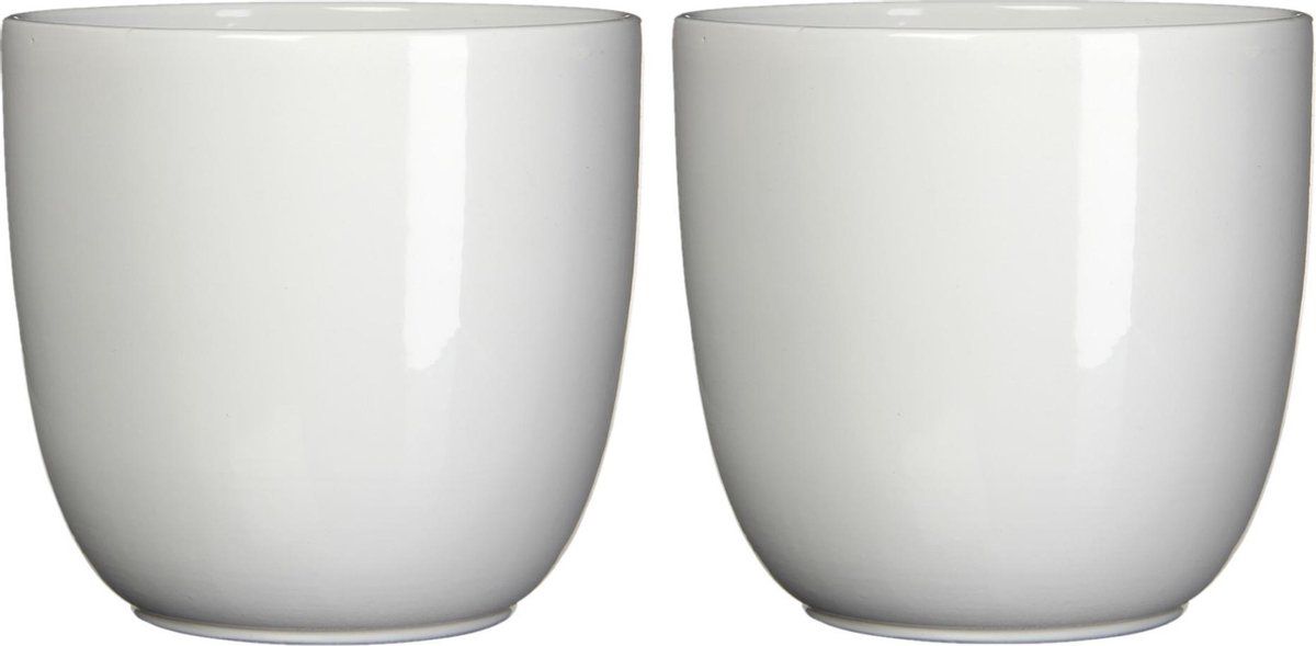 Mica Decorations Set van 3 bloempotten wit keramiek H18.5 x D19.5 cm