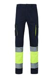 VELILLA Pantalón de Alta Visibilidad 100% Algodón, Bicolor Y Multibolsillos, professionele werkbroek, uniseks, Marineblauw/fluorescerend geel, XL