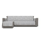 Italian bed linnen "Glamour" antislip sofa cover met chaise longue links, lichtgrijs, 290 cm