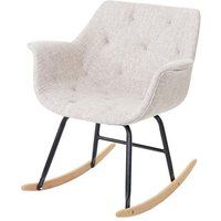 Malmö T820 schommelstoel, relaxfauteuil ~ textiel, crème/grijs