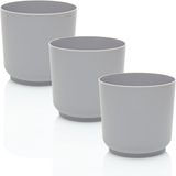 idea-station SATI Kunststof Bloempotten 3 stuks, 13 cm, Grijs