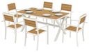 Ensemble de meubles de jardin - Table de jardin avec 6 chaises empilables - 7 pièces - Cadre en aluminium - Bois synthétique - Couleur teck