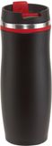 Merkloos / Sans marque RVS Warmhoudbeker/warm houd beker zwart/rood 400 ml - Isoleerbeker/thermosbekers - Dubbelwandig