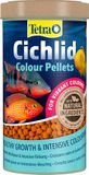Tetra Cichlid Colour Pellets - visvoer voor intensieve en heldere kleuren, vooral voor bonte baarzen met rode, oranje en gele kleur, 500 ml blik