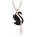 Swarovski Swan hanger, Zwaan, Zwart, Roségoudkleurige toplaag