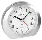 Atlanta Radiowekker sans tic-tac avec aiguilles lumineuses snooze argent 1856-19