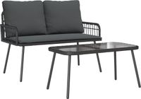 vidaXL - Eettafel Set - 2 stuks - Zwart - Polyrotan