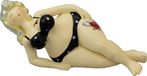 Merkloos Inware Home decoratie beeldje dikke dame - liggend - zwart badpak - 17 cm