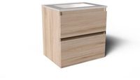 Saniclass Prime Vita Badkamermeubelset - 60x46x60cm - keramische wastafel glans wit - 1 wasbak - zonder kraangat - 2 lades - licht eiken