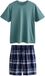 Next Heren Geweven Pyjamaset Korte Mouw Blauw