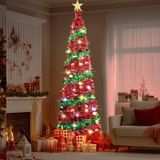 Merkloos Inklapbare Kunstkerstboom van 150 cm met Versieringen
