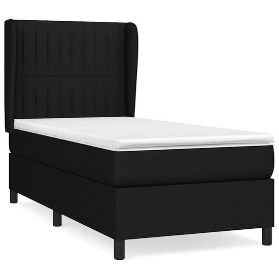 vidaXL Boxspring met Matras Zwart Stof 100x200 cm