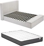 Vente-unique Lit avec rangement tissu beige 180 x 200 cm