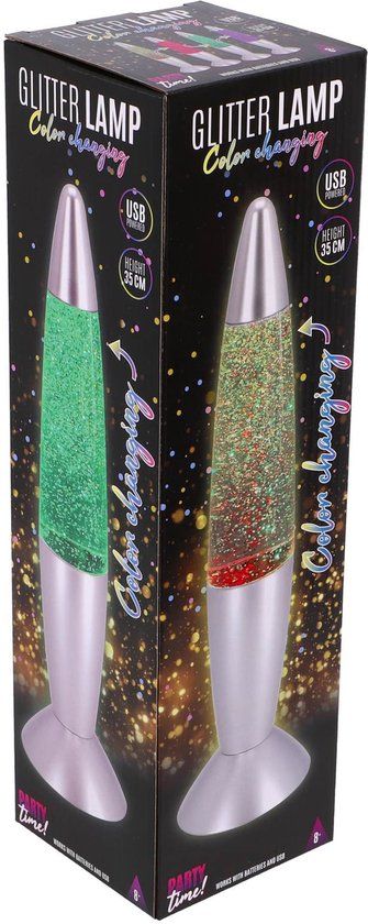 Party Time Glitterlamp LED color changing 35 cm