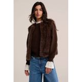 WE Fashion Gilet en fausse fourrure pour femme - CoupeRegular - Marron foncé - Taille : XXXL