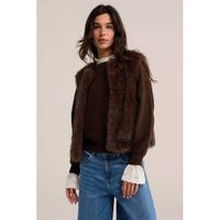 WE Fashion Dames faux fur gilet - Regular fit - Donkerbruin - Maat: XXXL