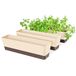Raambak, Suream Raambak, kruidenplantenbakken, verpakking van 3 stuks, 40 x 8 cm, rechthoekige succulente cactusplantpotten met schotel, moderne plastic bloemcontainer voor vensterbank, tuin, balkon