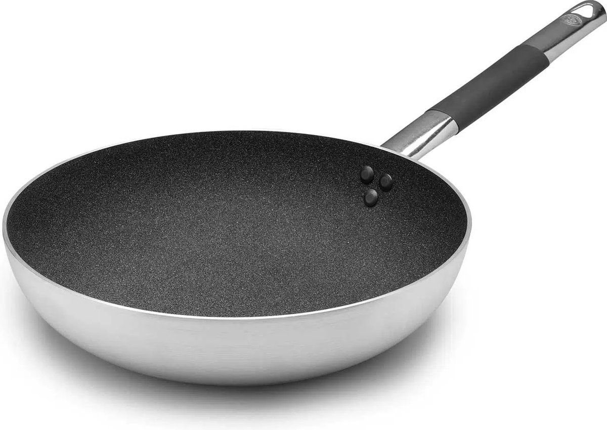 Pentole Agnelli Italiaanse Design Wokpan - Aluminium - 28 cm - Grijs