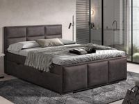AZARIA Lit ensemble matelas et sommier 160x200 cm tissu texas noir