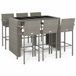 vidaXL 7-delige Tuinbarset Poly Rattan Grijs