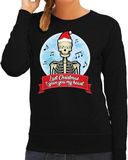Bellatio Decorations Foute Kersttrui / sweater - Last Christmas I gave you my heart - skelet - zwart voor dames - kerstkleding / kerst outfit XL