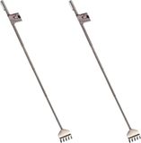 Gerim - Râteau solide gratte-dos - 2x pièces - extensible jusqu'à 50 cm - argent