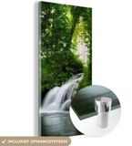 MuchoWow® Glass Painting 20x40 cm - Waterfall - Nature - Green - Acrylic Glass Painting - Wall Art