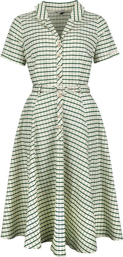 Banned Retro Banned Bella Anchor Ahead Dames Midi-jurk - beige/groen - 3XL