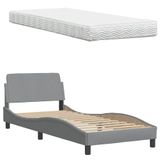 VidaXL Bed met matras stof lichtgrijs 90x190 cm