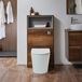 Hudson Reed Hoxton WC-Ombouw 60cm met Open Plank Donker Eiken - Elements Blanc (Chalk) Toilet - Inbouw Reservoir met Chromen Spoelknop