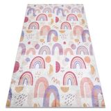 Bambino Tapis Lavable Bambino 61480 Arc-en-ciel, Points Pour Les Enfants Antidérapant - Crème / Rose Beige 160x220 Cm