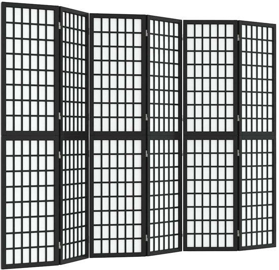 vidaXL Kamerscherm inklapbaar 6 panelen Japanse stijl 240x170 cm zwart