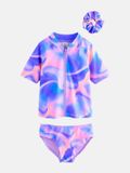 Next - Meisjes - Zonbestendig huidvriendelijk hemdje, bikini en scrunchie set - Paars