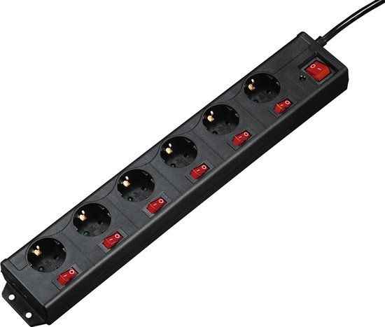 Hama Stekkerdoos "6+1" - 6-voudig - Zwart