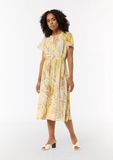 comma - Chiffon jurk met bateau halslijn en plooitjes