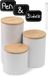 Praknu Pots de stockage en céramique blancs avec couvercle - Ensemble de 3