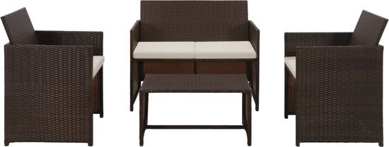 vidaXL Loungeset poly rattan bruin 8-delig