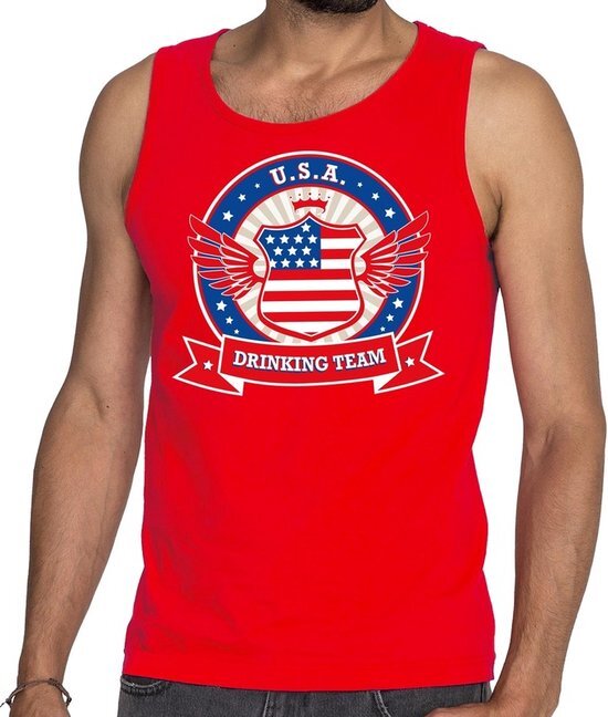 Bellatio Decorations Rood USA drinking team tanktop / mouwloos shirt heren M