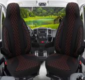 BREMER SITZBEZÜGE Premium Camper stoelhoezen voor Bürstner WPL402 in Zwart/Rood (2 losse stoelen)
