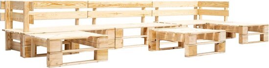 The Living Store Pallet Loungeset - Palletmeubelset 330x126x55cm - Grenenhout - Natuurlijke houtkleur