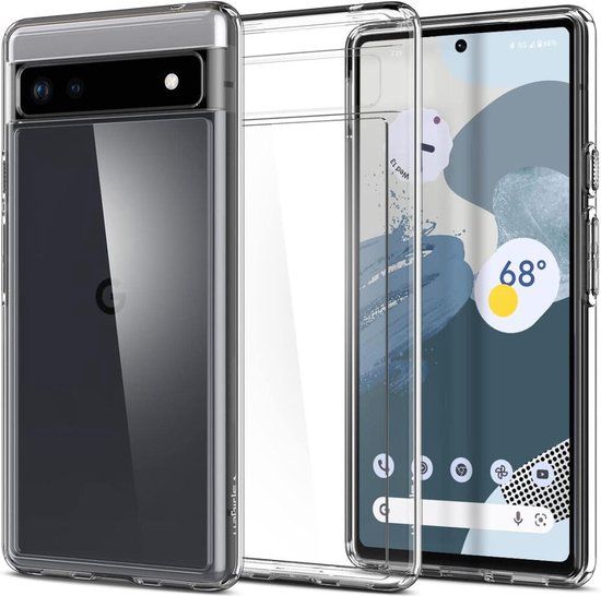 Spigen Ultra Hybrid Hoesje Geschikt voor Google Pixel 6A - Back Cover met Air Cushion - Transparant Zwart