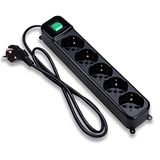 Tecnoware Power Systems Verdeeldoos - Stekkerdoos met 5 SCHUKO/ITALIA 10 / 16A-uitgangen Hellend op 45 ° - Lichtschakelaar en Child Protection - SCHUKO-ingangsstekker