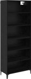 vidaXL Highboard Zwart Eiken 69,5 x 34 x 180 cm Bewerkt Hout