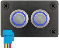 ProRide Interrupteur à bouton-poussoir métallique 220V OFF-(ON) - Panneau encastré double - 16mm - IP67 - Indicateur LED Bleu